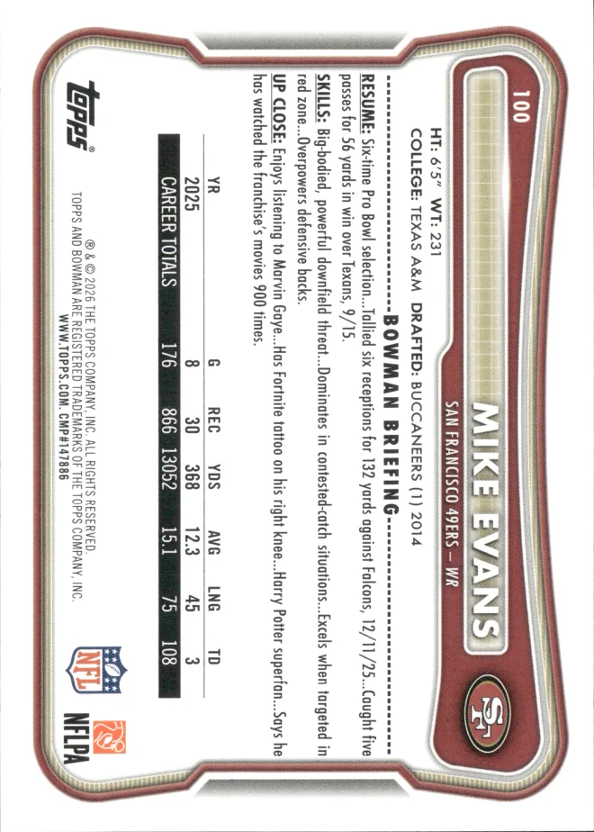 Mike Evans card back