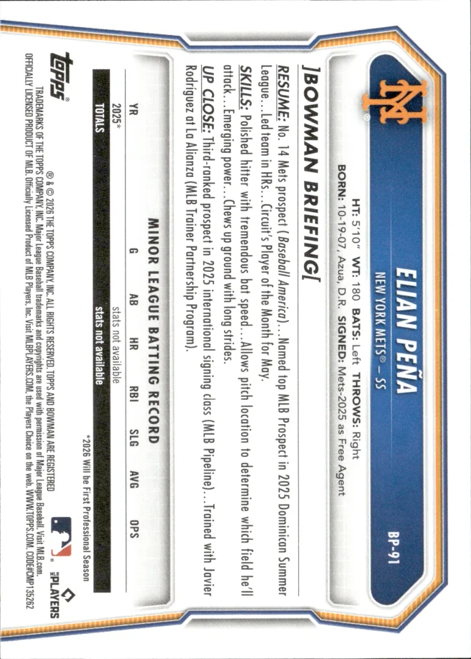 Elian Peña card back