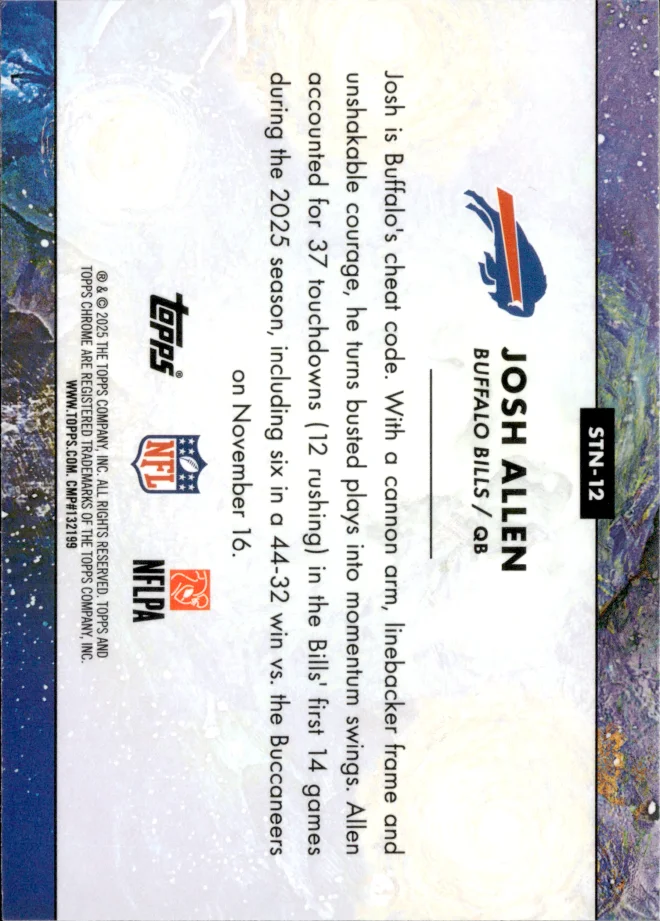 Josh Allen card back