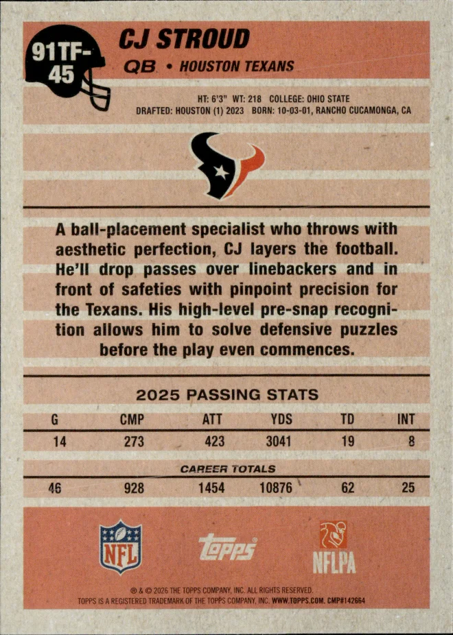 CJ Stroud card back