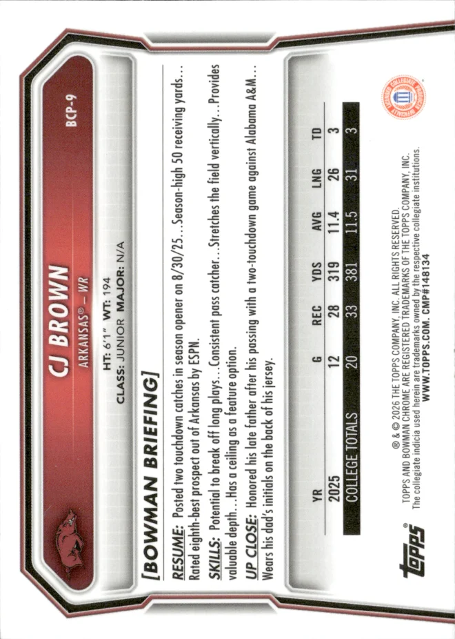 CJ Brown card back
