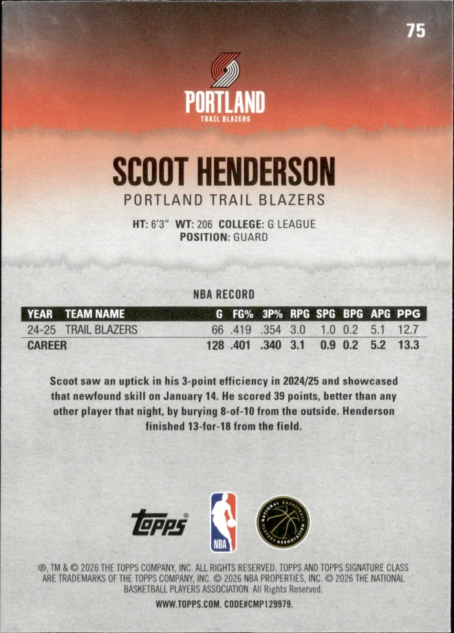 Scoot Henderson card back