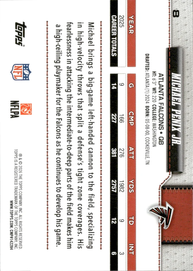 Michael Penix Jr. card back
