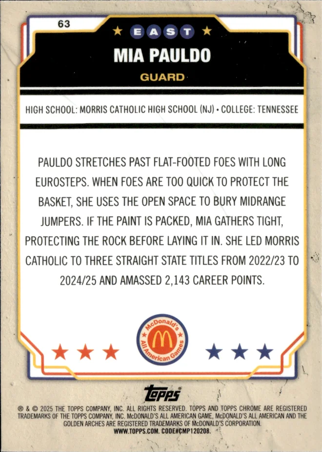 Mia Pauldo card back