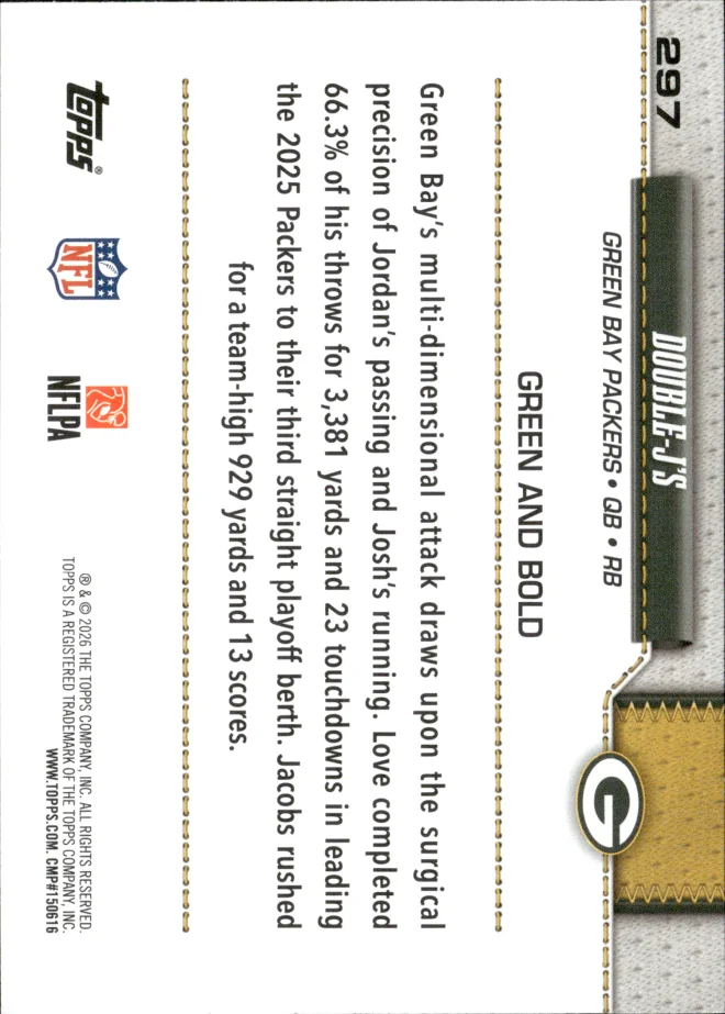 Jordan Love / Josh Jacobs card back