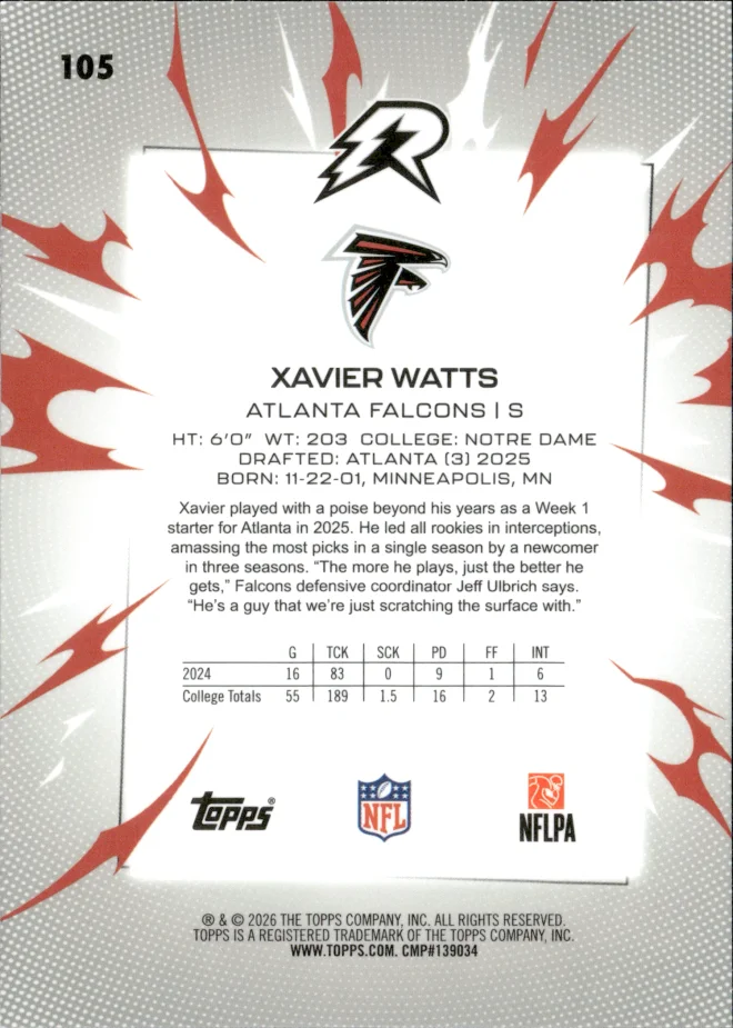Xavier Watts card back