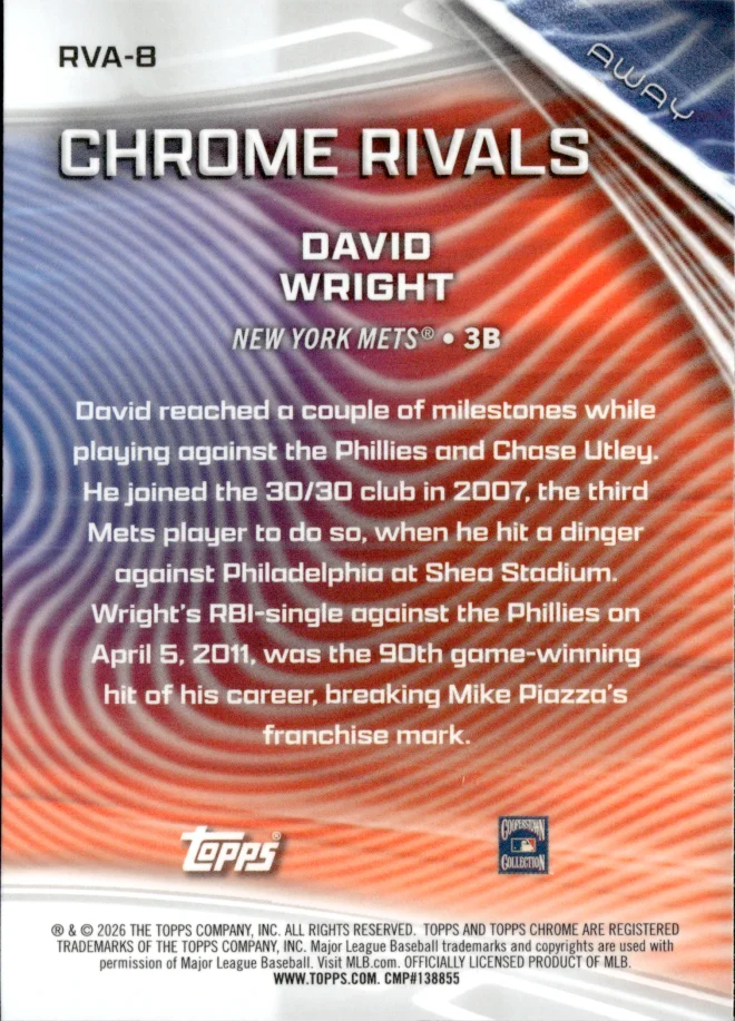 David Wright card back