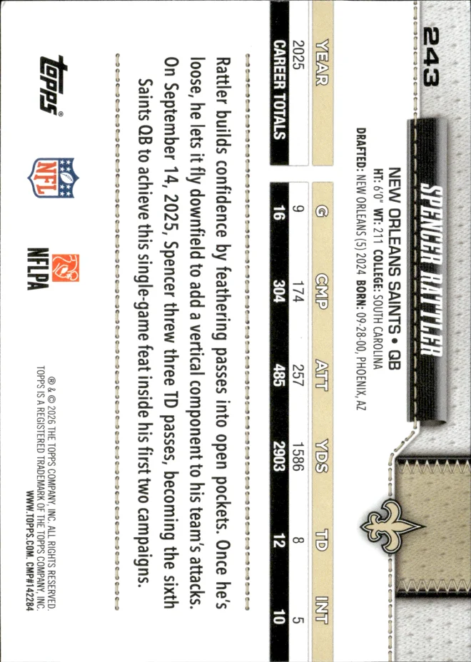 Spencer Rattler card back