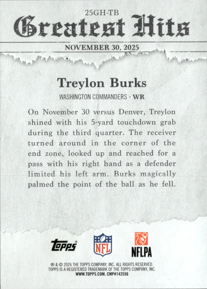 Treylon Burks card back