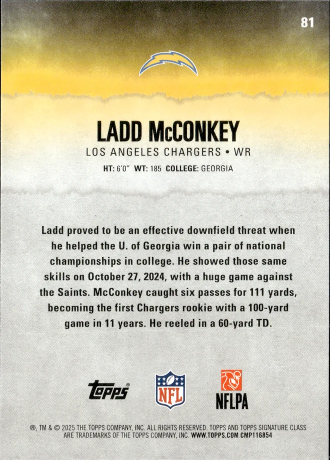 Ladd McConkey card back