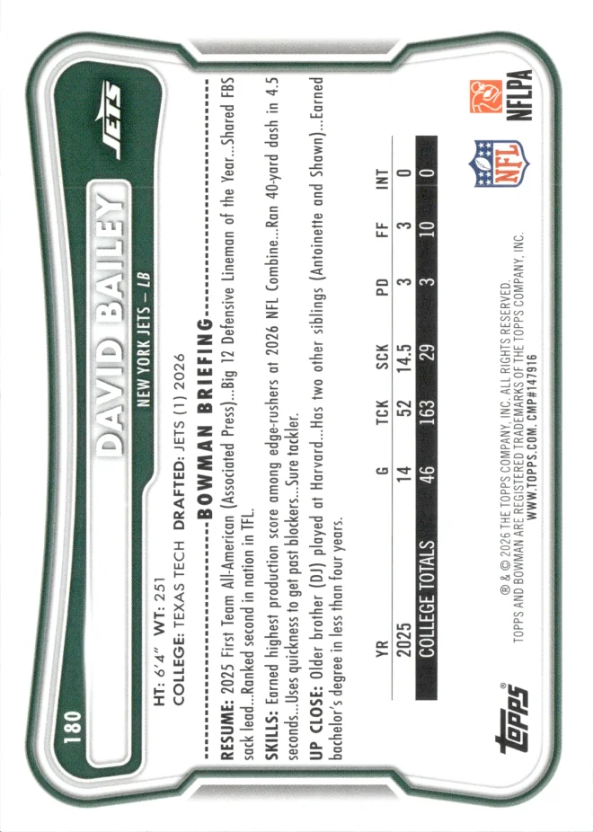 David Bailey card back