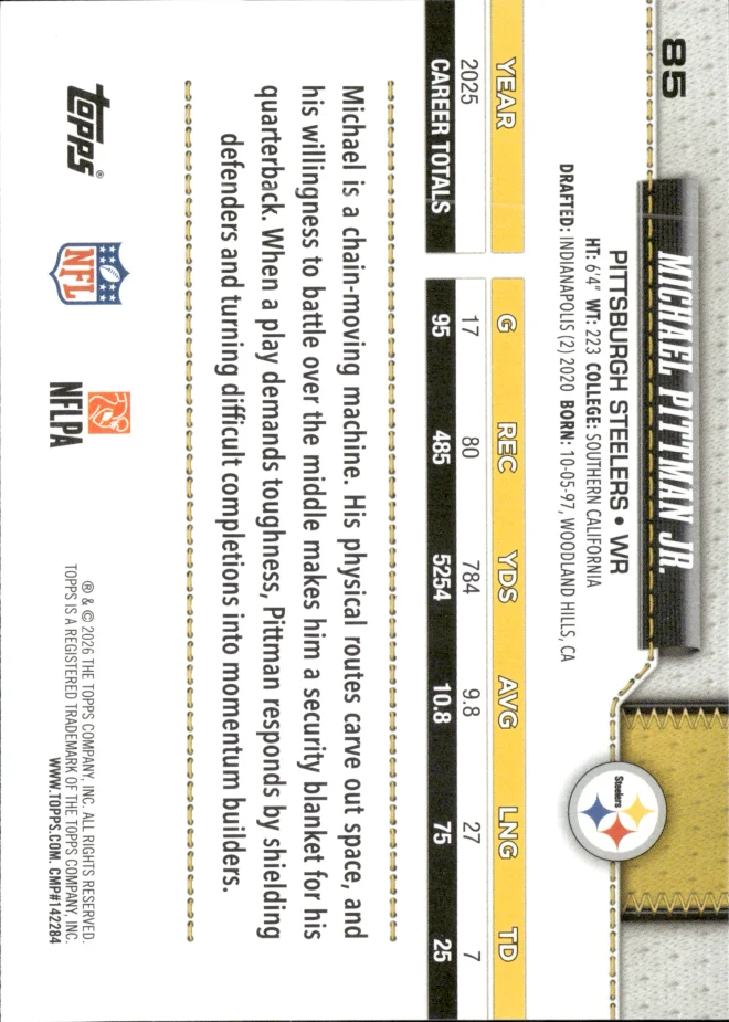 Michael Pittman Jr. card back