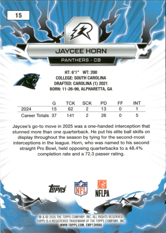 Jaycee Horn card back