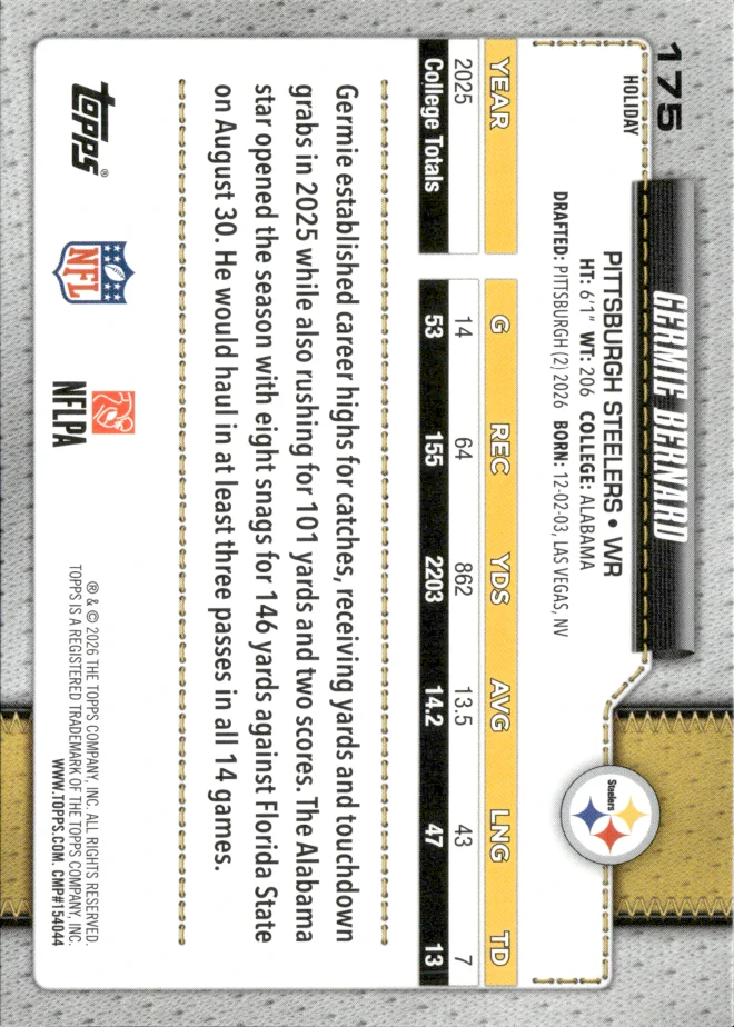 Germie Bernard card back