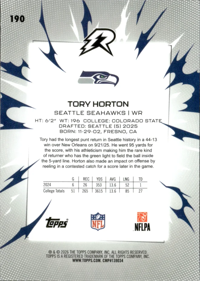 Tory Horton card back
