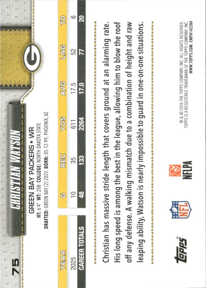 Christian Watson card back