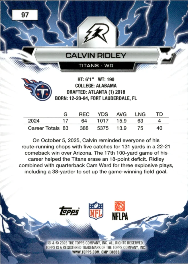 Calvin Ridley card back