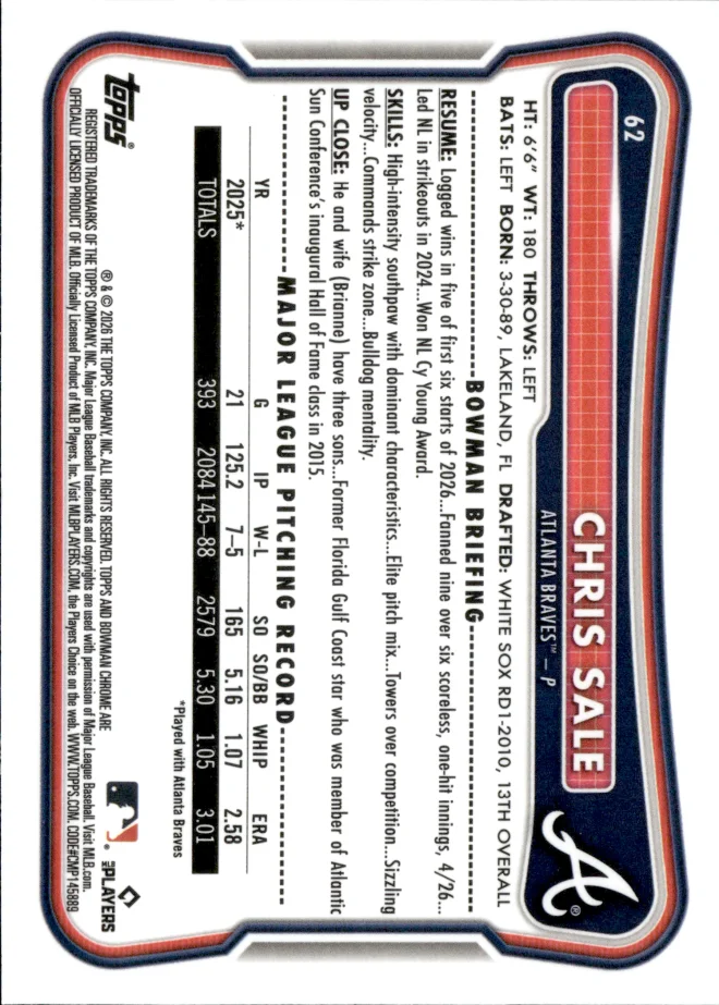 Chris Sale card back