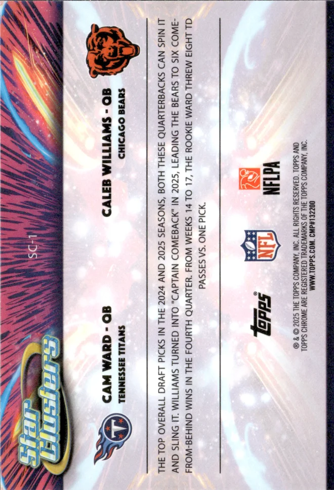 Cam Ward / Caleb Williams card back