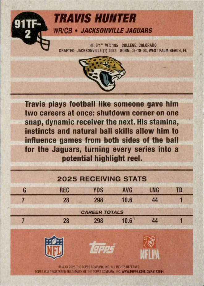Travis Hunter card back