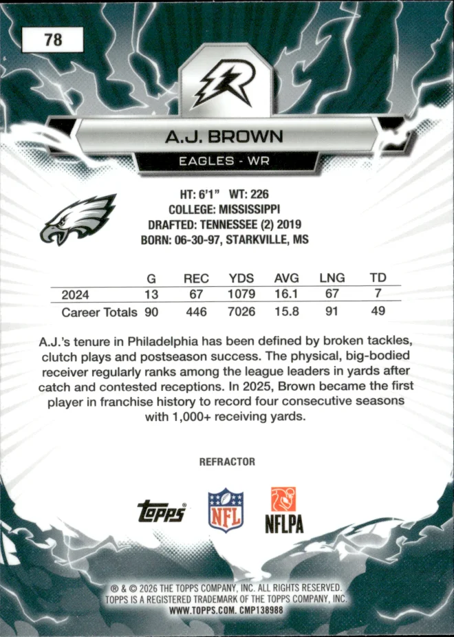 A.J. Brown card back