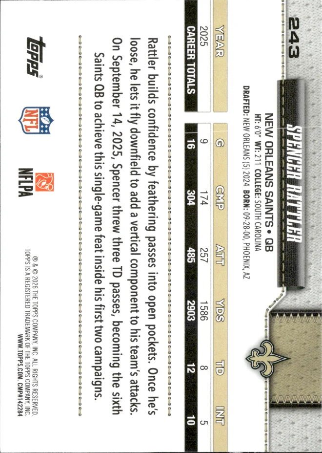Spencer Rattler card back