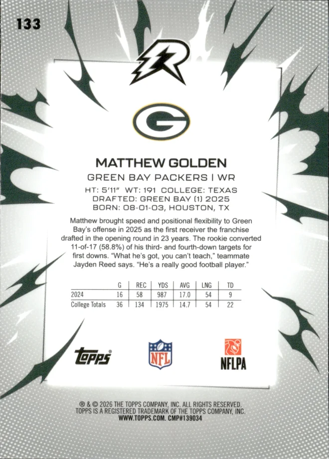 Matthew Golden card back