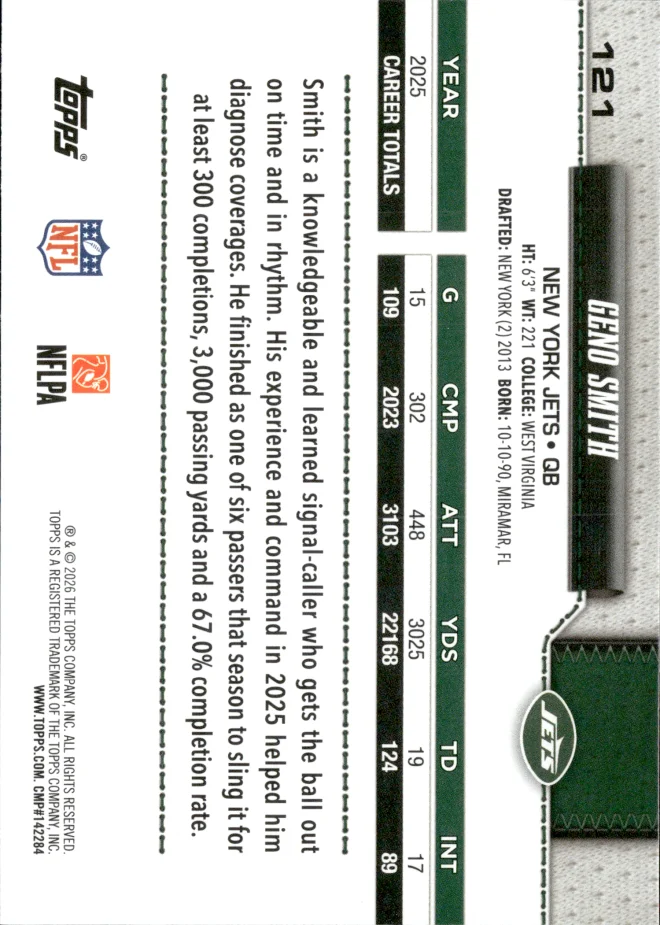 Geno Smith card back