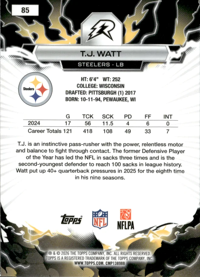 T.J. Watt card back