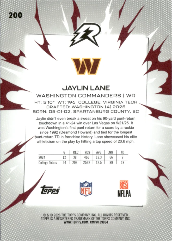 Jaylin Lane card back