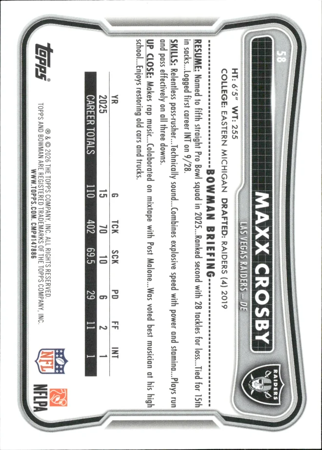 Maxx Crosby card back