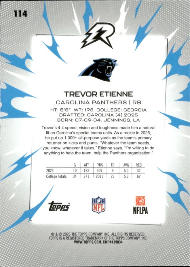 Trevor Etienne card back