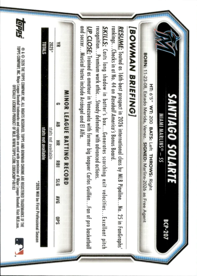 Santiago Solarte card back