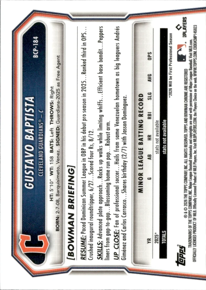 Gustavo Baptista card back