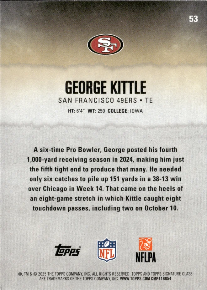 George Kittle card back