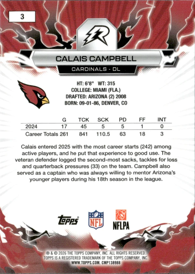 Calais Campbell card back