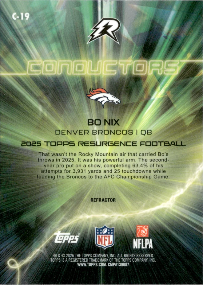 Bo Nix card back