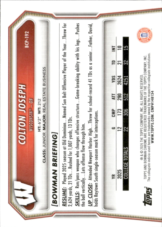 Colton Joseph card back