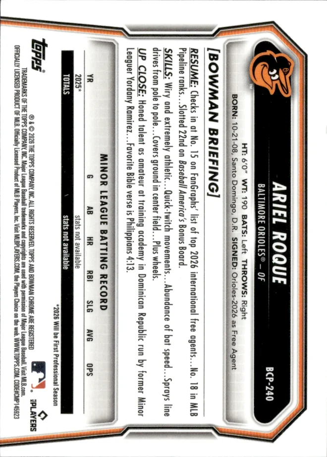 Ariel Roque card back