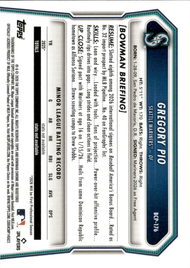 Gregory Pio card back
