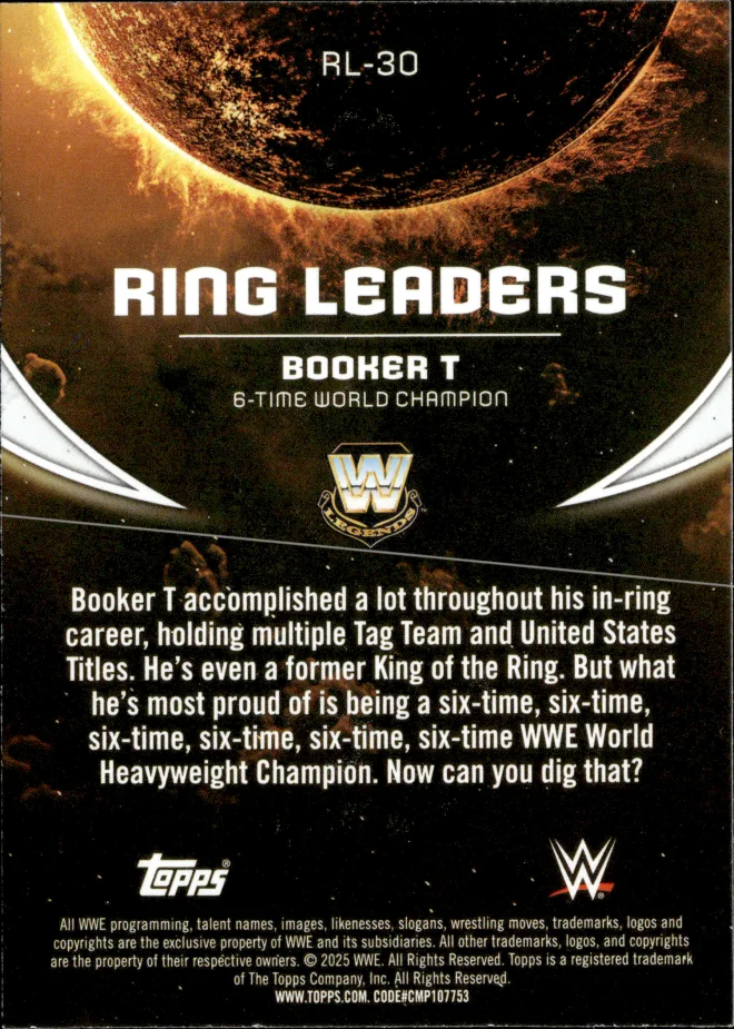 Booker T card back