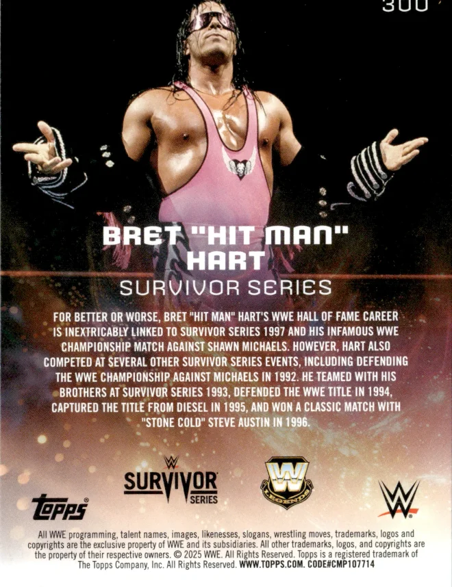Bret "Hit Man" Hart card back