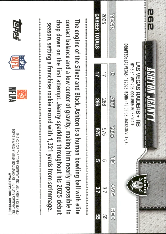Ashton Jeanty card back