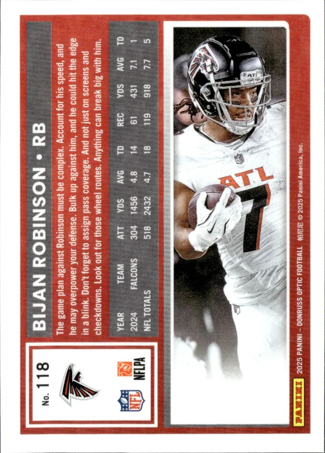 Bijan Robinson card back