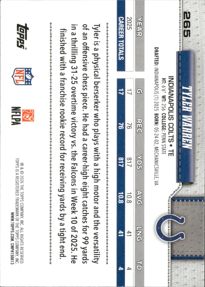Tyler Warren card back