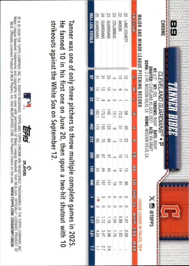 Tanner Bibee card back