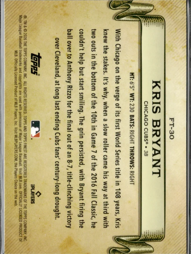 Kris Bryant card back