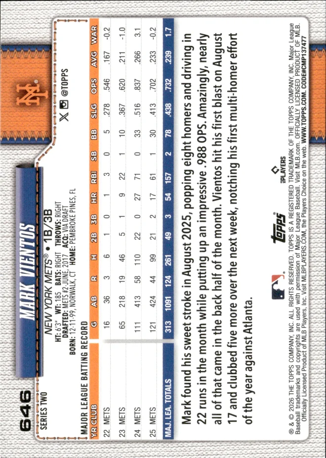 Mark Vientos card back