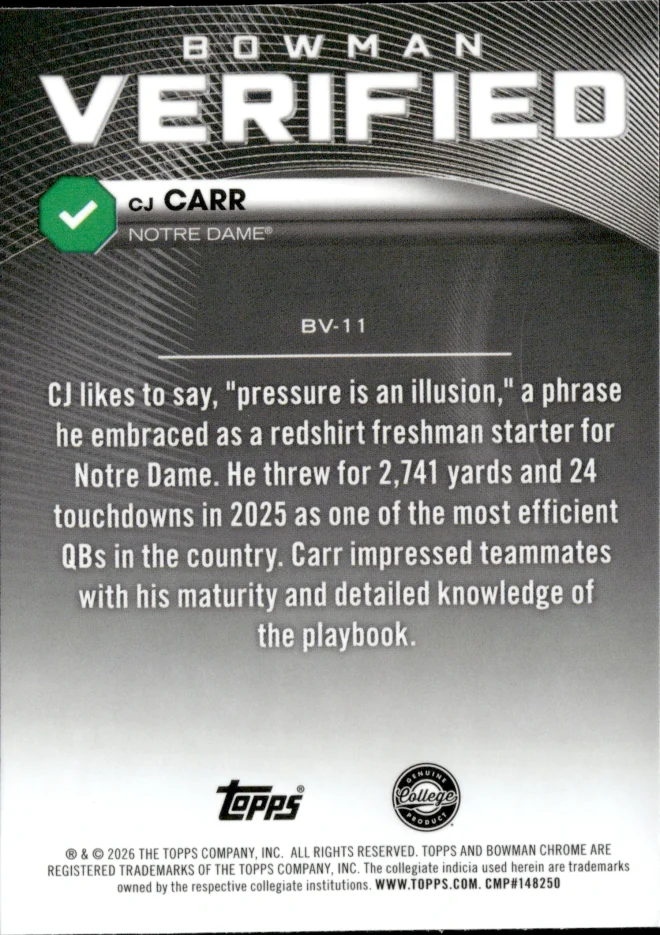CJ Carr card back