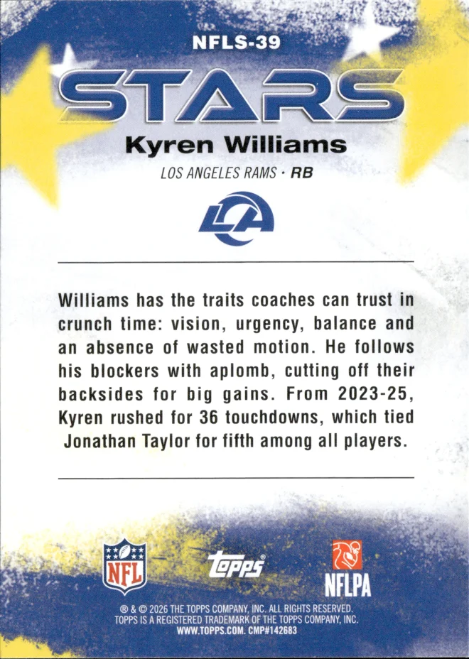 Kyren Williams card back